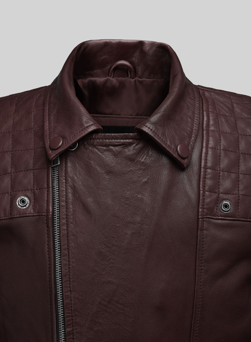 Emberstrike Burgundy Biker Leather Jacket - Image 2