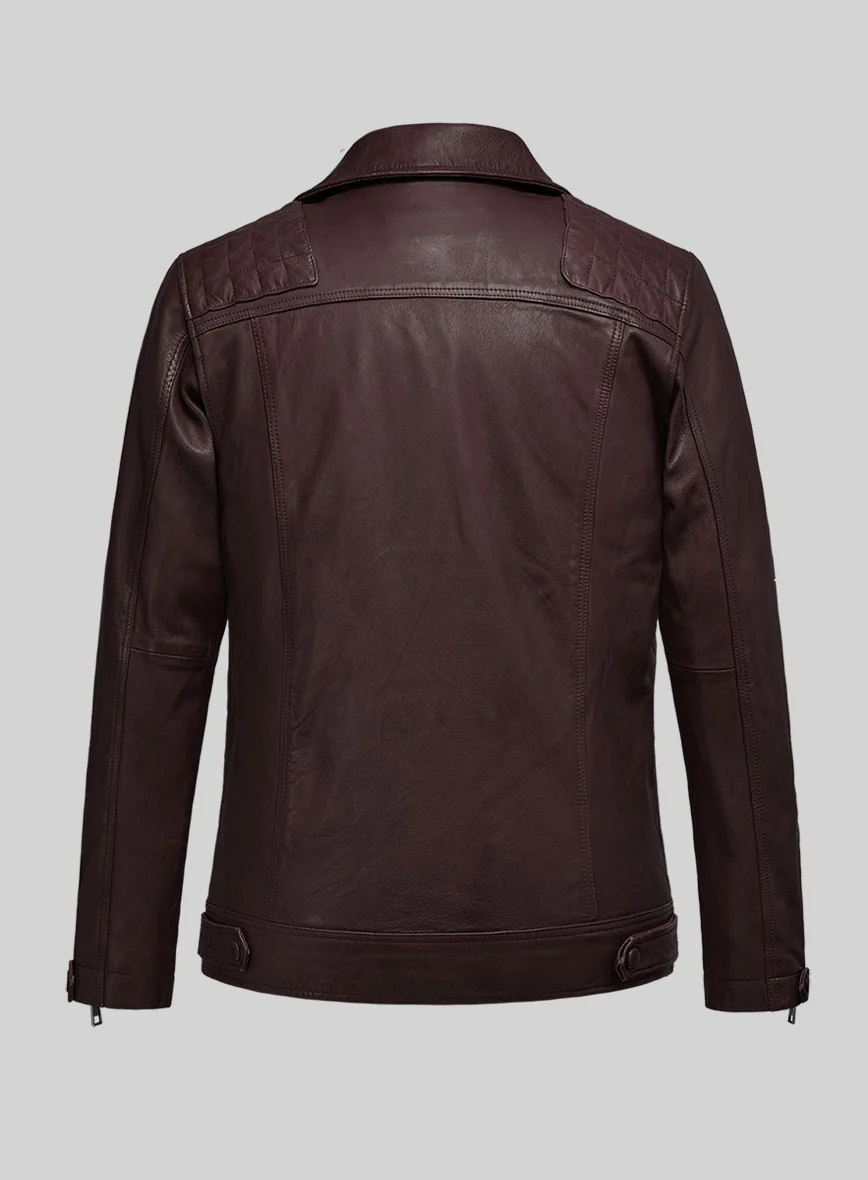 Emberstrike Burgundy Biker Leather Jacket - Image 6