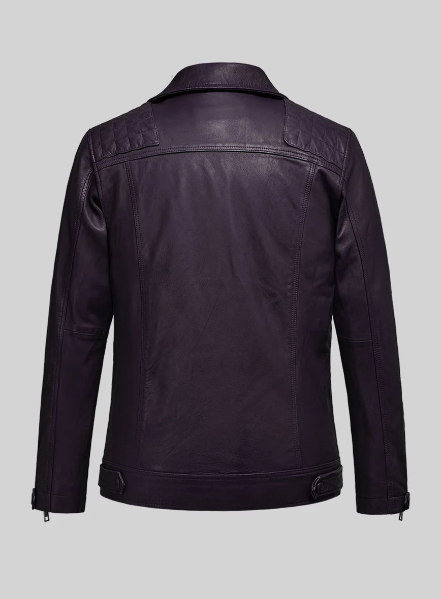 Emberstrike Purple Biker Leather Jacket - Image 6