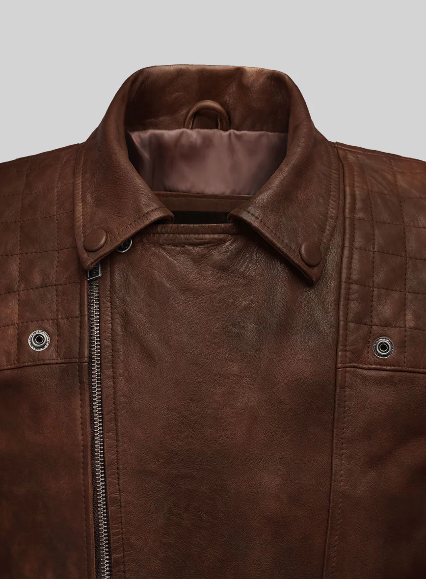 Emberstrike Spanish Brown Biker Leather Jacket - Image 2