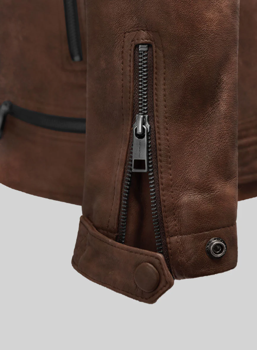 Emberstrike Spanish Brown Biker Leather Jacket - Image 5
