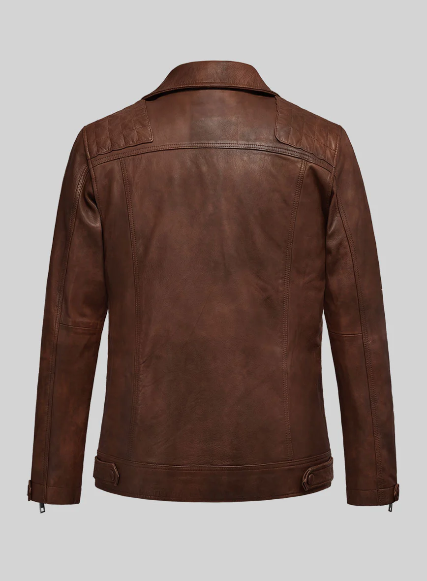 Emberstrike Spanish Brown Biker Leather Jacket - Image 6
