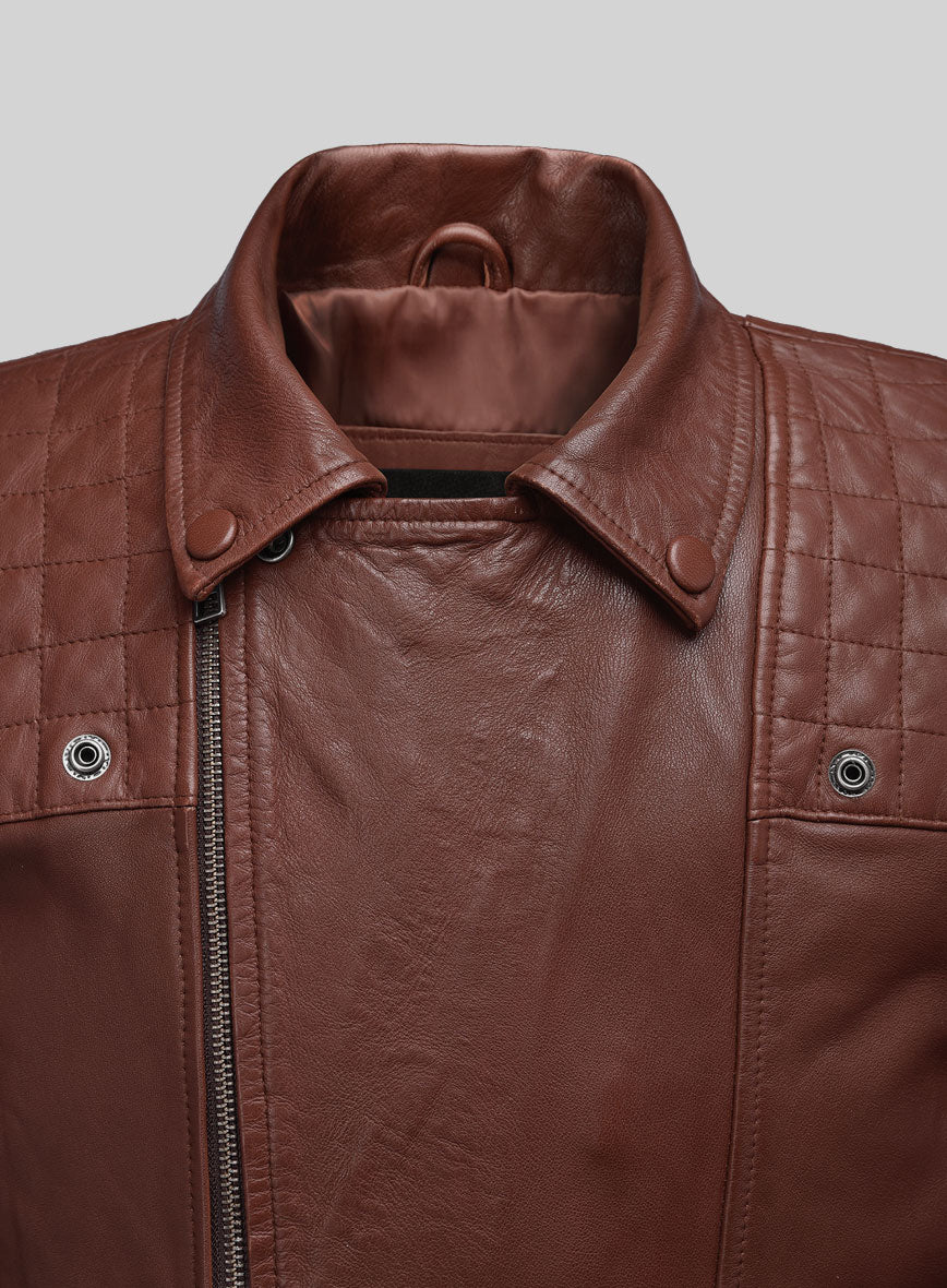 Emberstrike Tan Biker Leather Jacket - Image 2