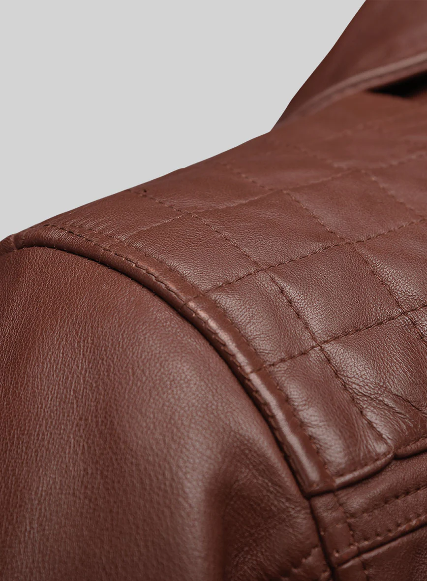 Emberstrike Tan Biker Leather Jacket - Image 3