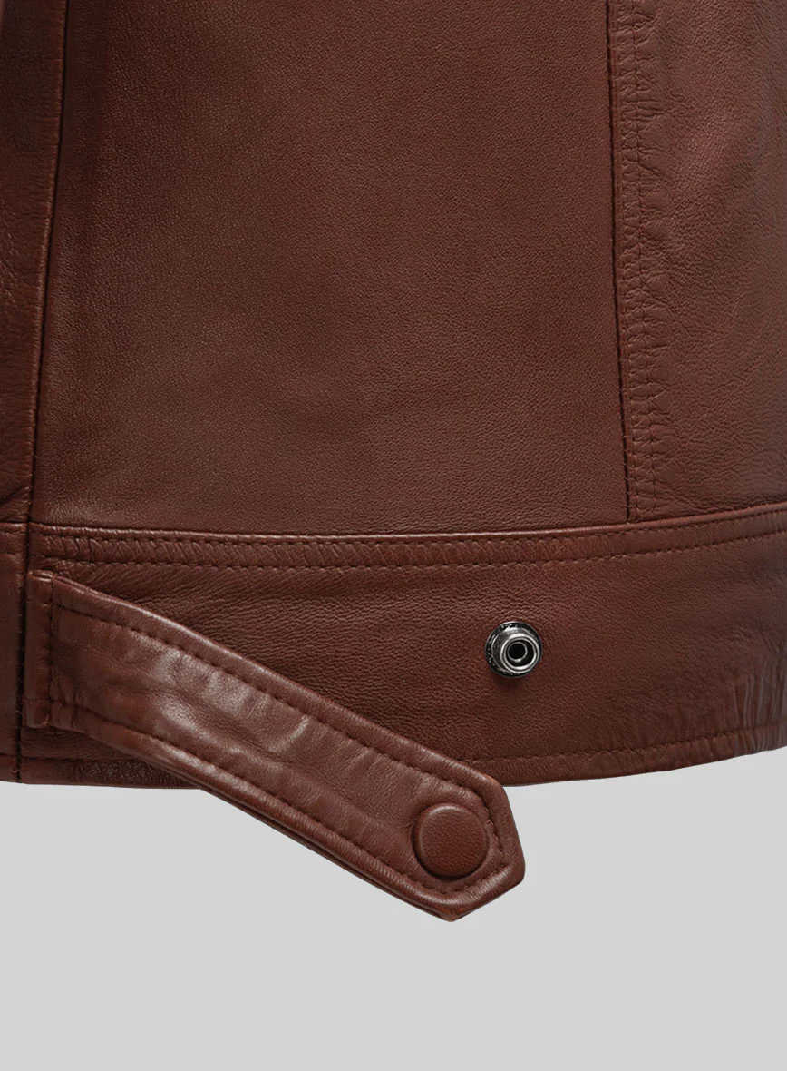 Emberstrike Tan Biker Leather Jacket - Image 4