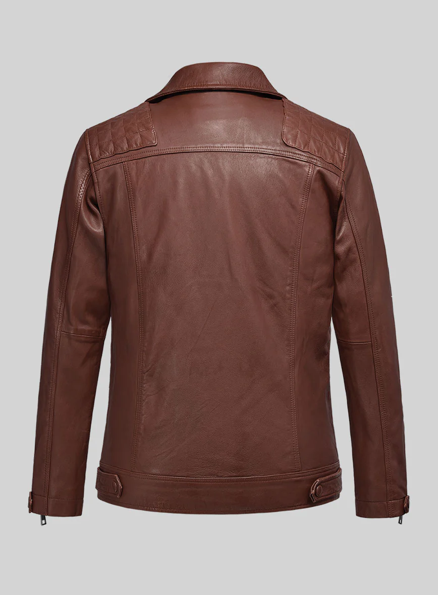 Emberstrike Tan Biker Leather Jacket - Image 6