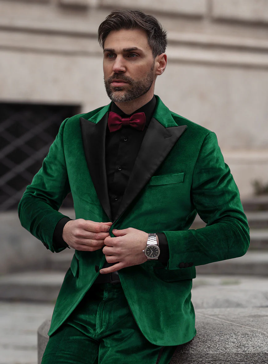 Emerald Green Velvet Tuxedo Jacket - Image 2