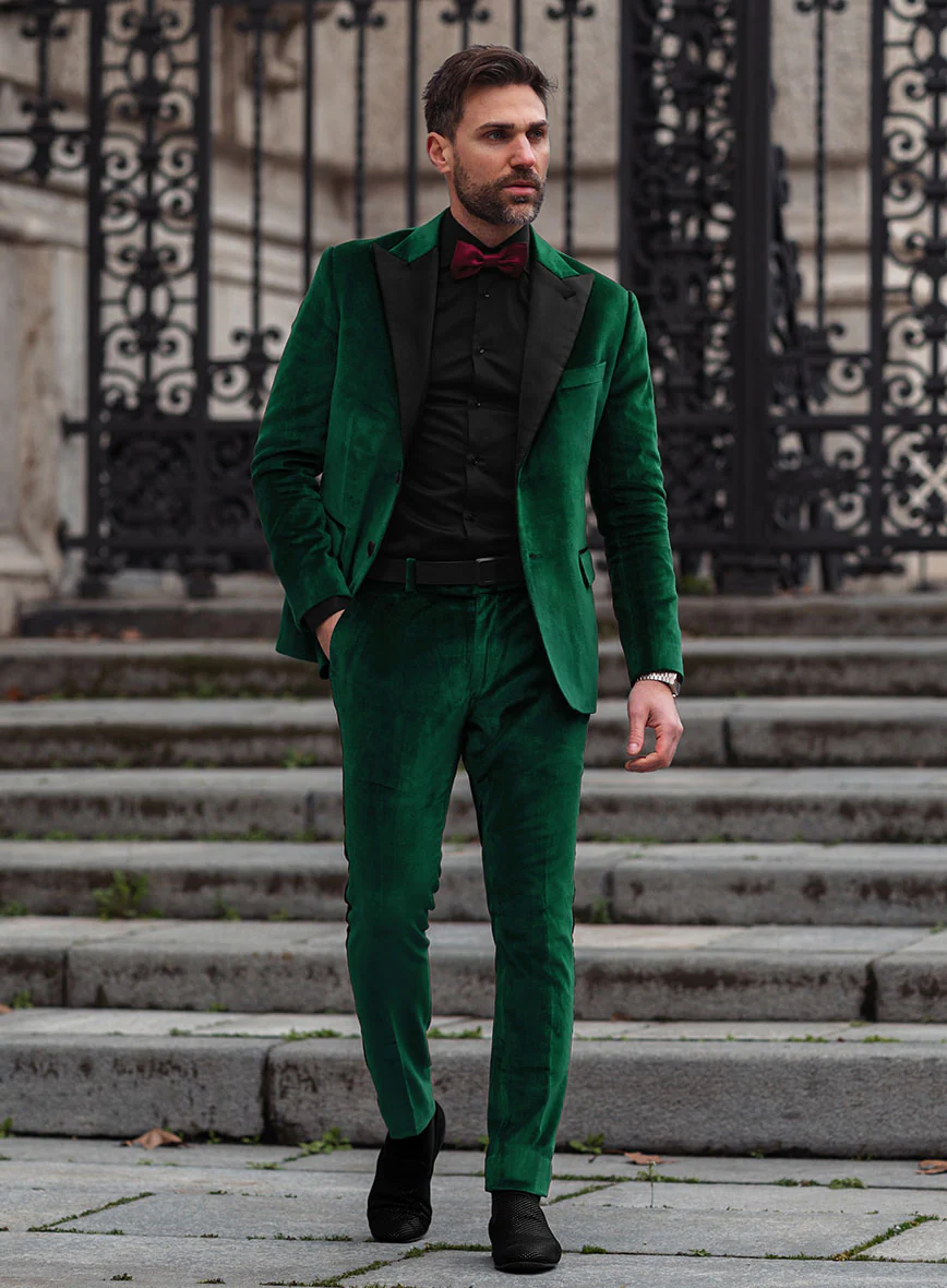 Emerald Green Velvet Tuxedo Suit - Image 3