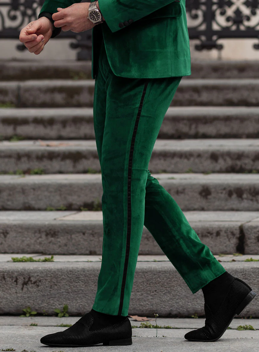 Emerald Green Velvet Tuxedo Suit - Image 7