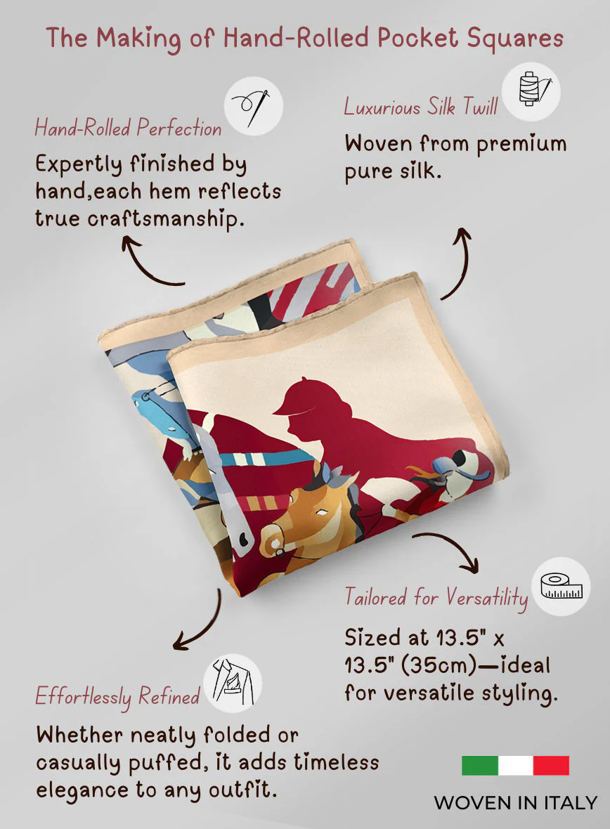 Equestrian Silk Pocket Square - Image 5