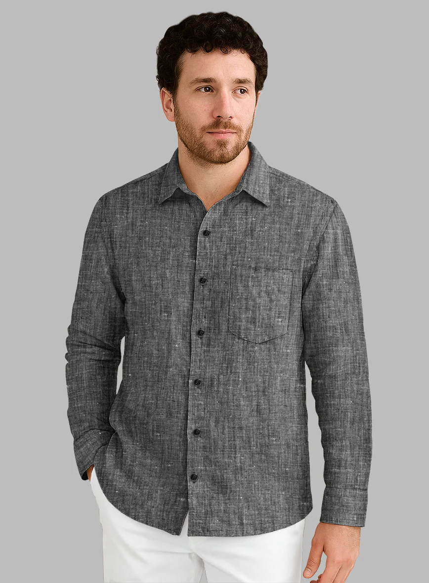 European Anchor Gray Linen Shirt - Image 2