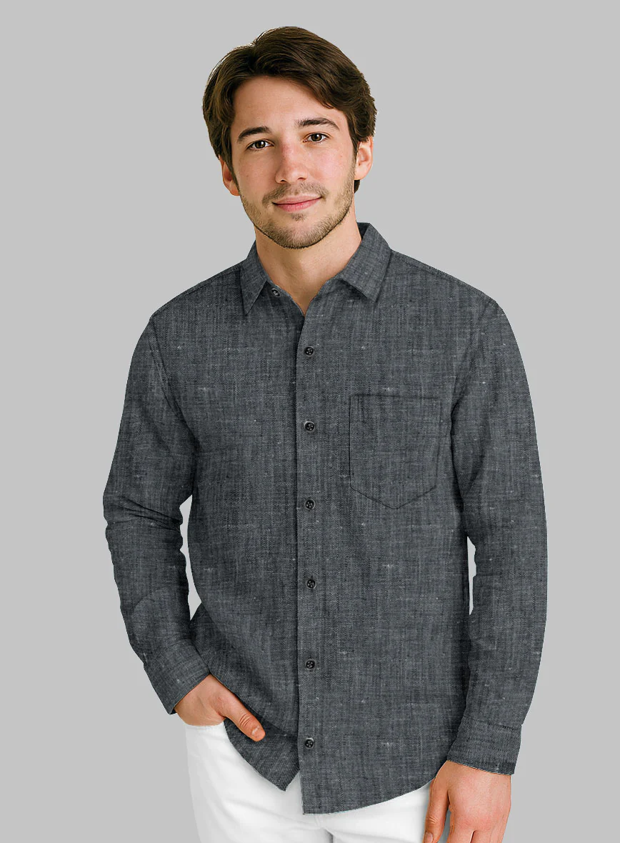 European Ash Gray Linen Shirt - Image 2