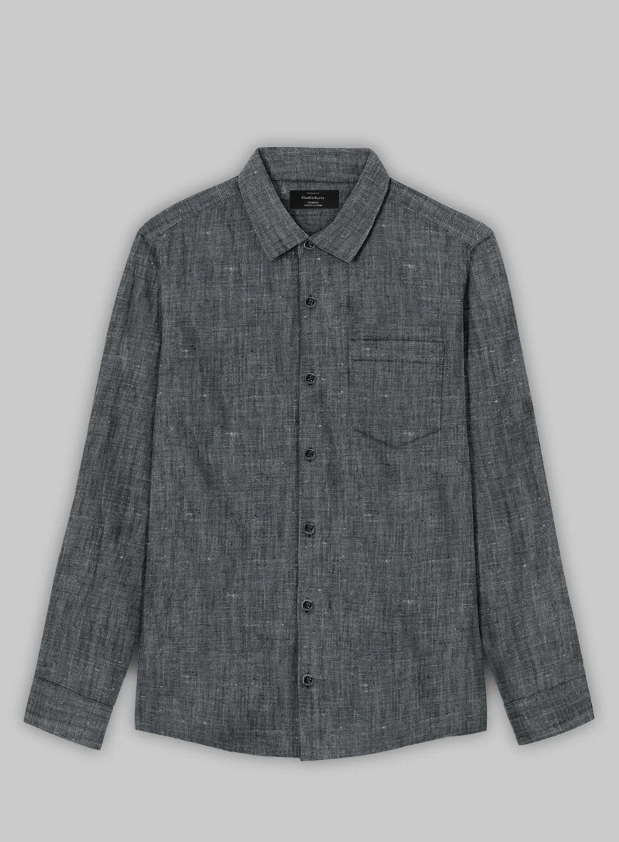European Ash Gray Linen Shirt - Image 3