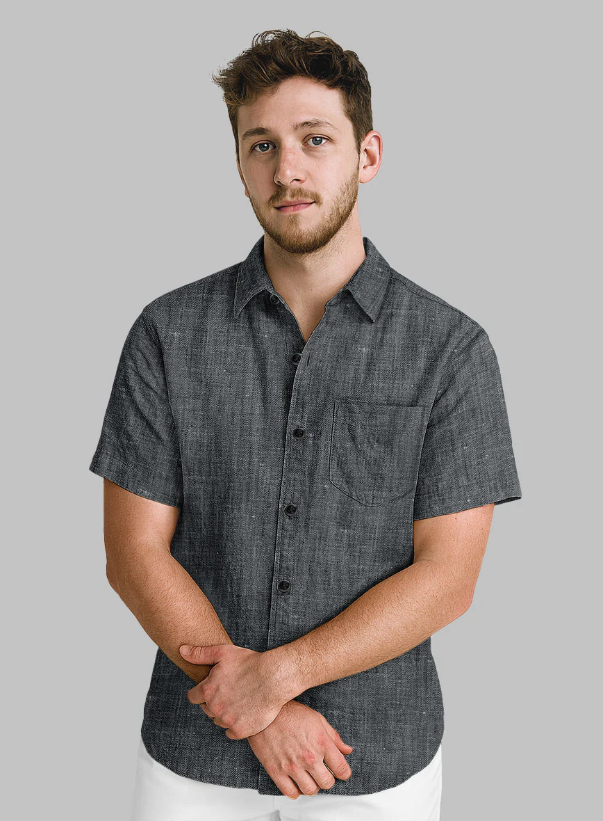 European Ash Gray Linen Shirt - Image 2