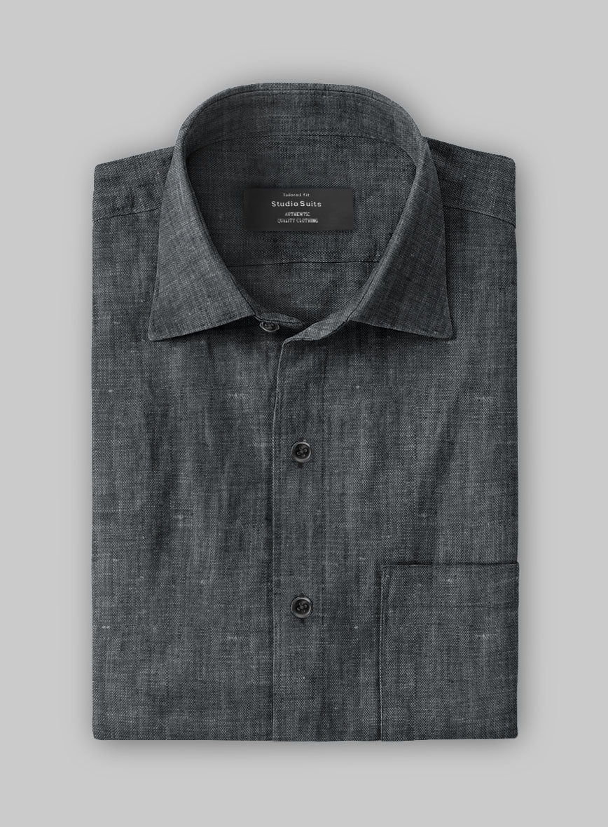 European Ash Gray Linen Shirt - Image 3