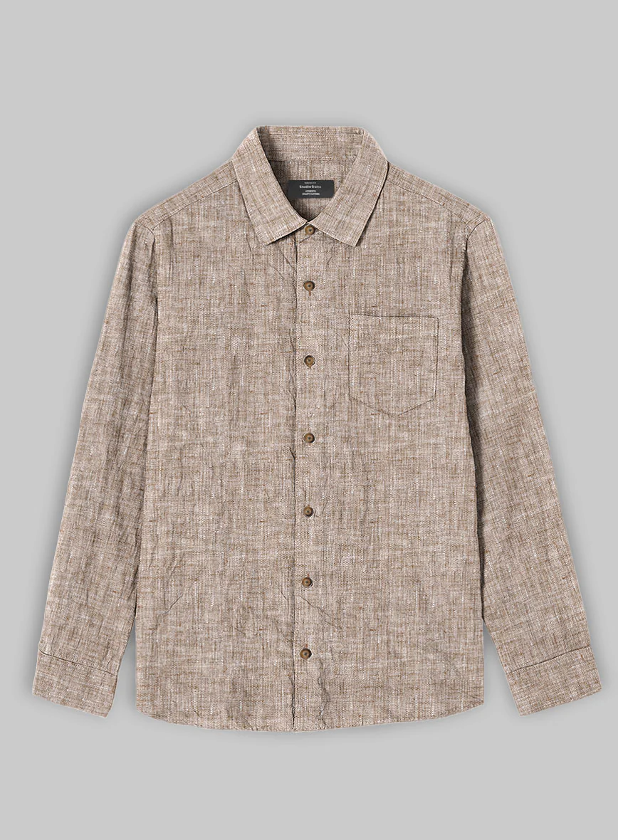 European Brown Linen Shirt - Image 3