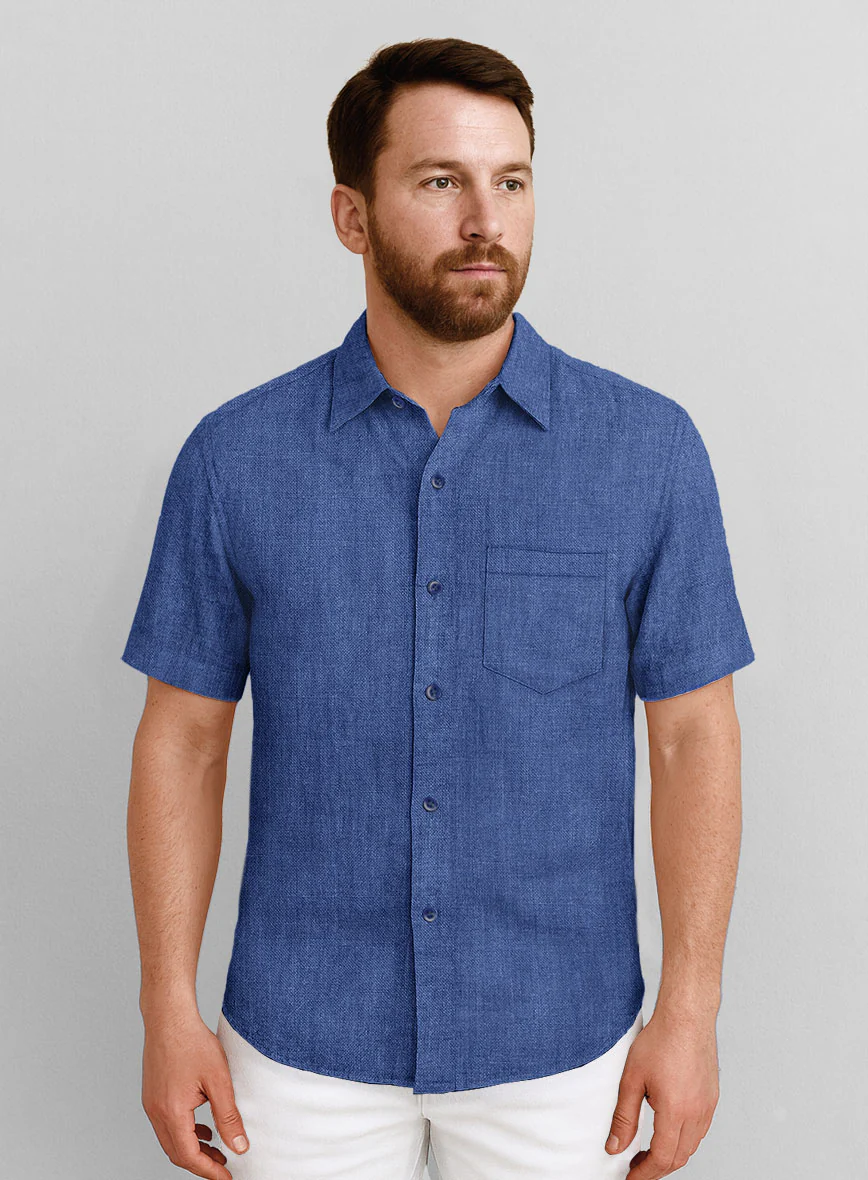 European Cruise Blue Linen Shirt - Image 2