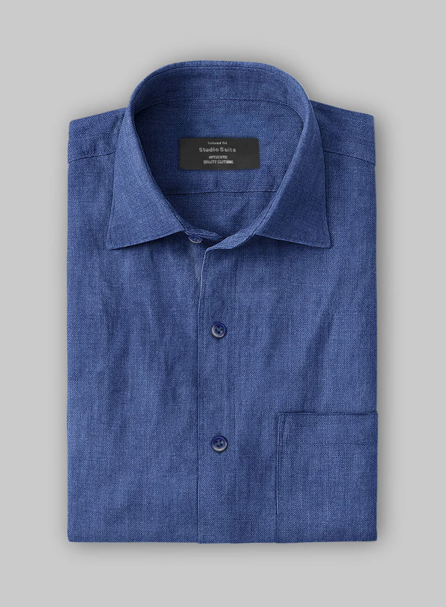 European Cruise Blue Linen Shirt - Image 3