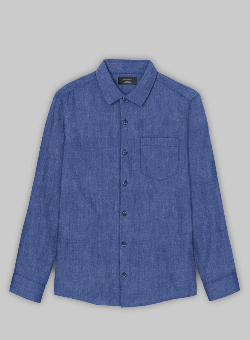 European Cruise Blue Linen Shirt - Image 3