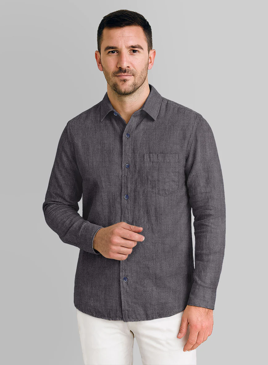 European Haze Purple Linen Shirt - Image 2