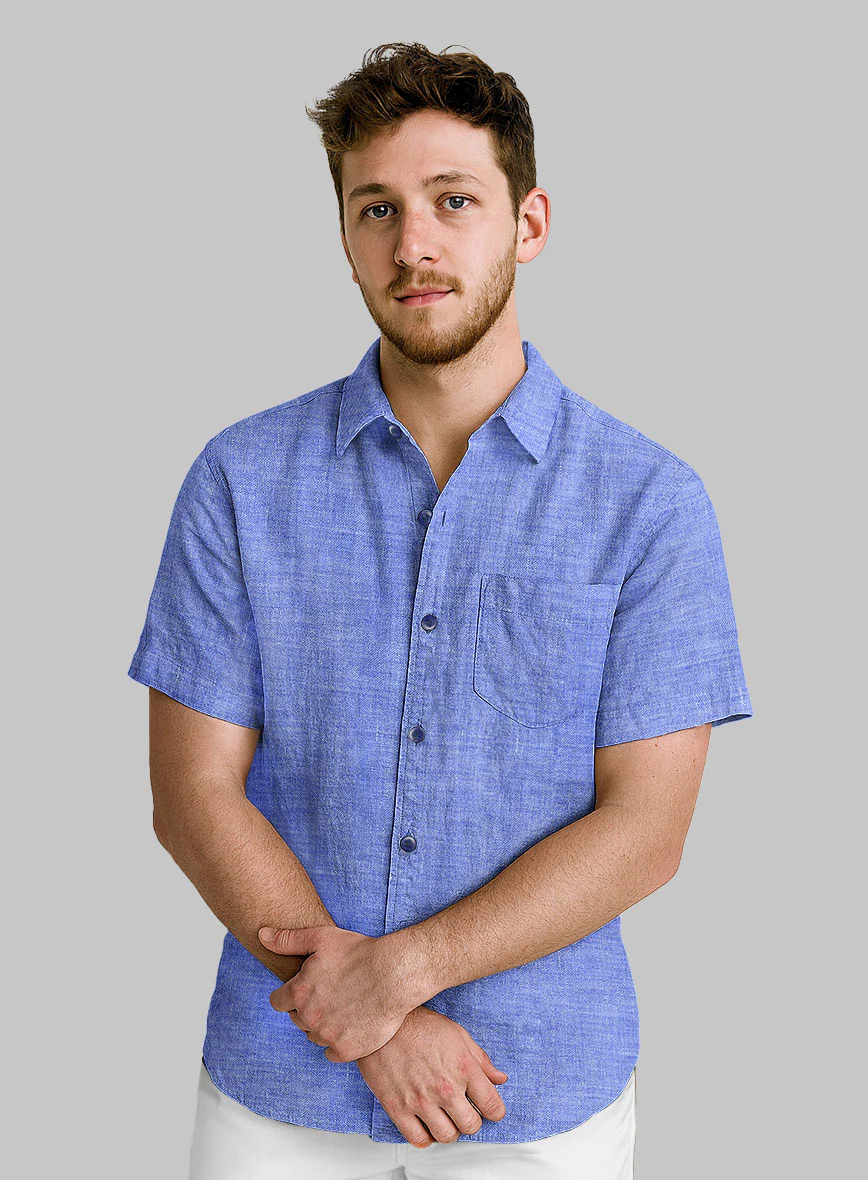 European Jordy Blue Linen Shirt - Image 2
