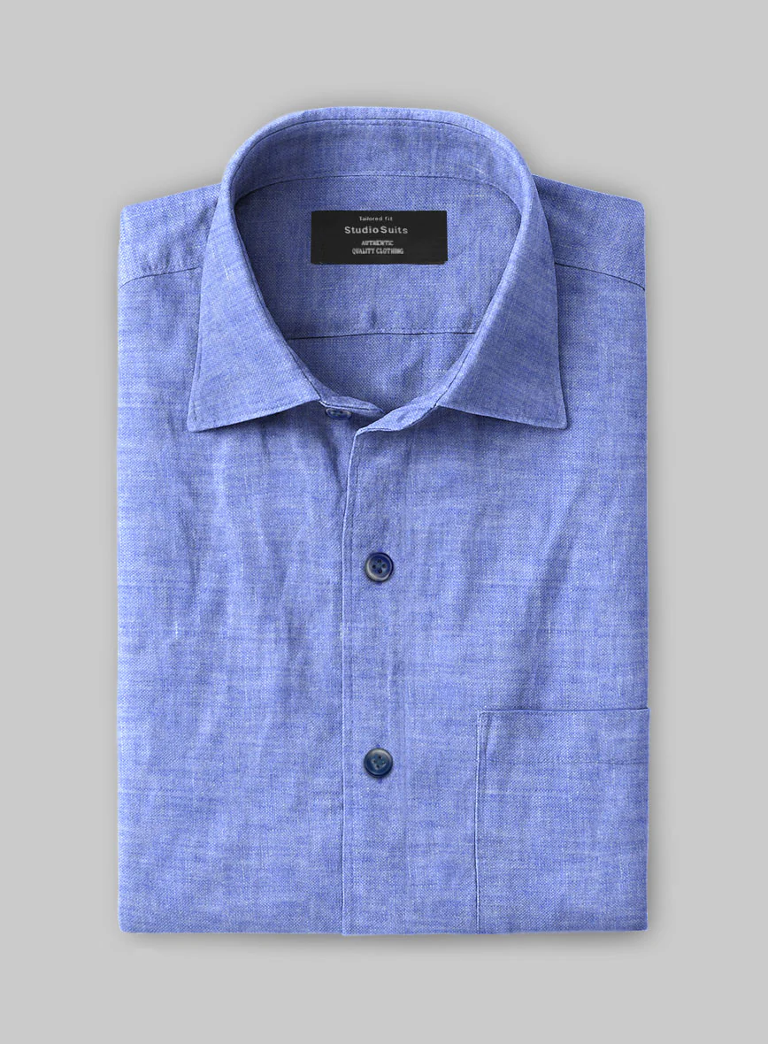 European Jordy Blue Linen Shirt - Image 3