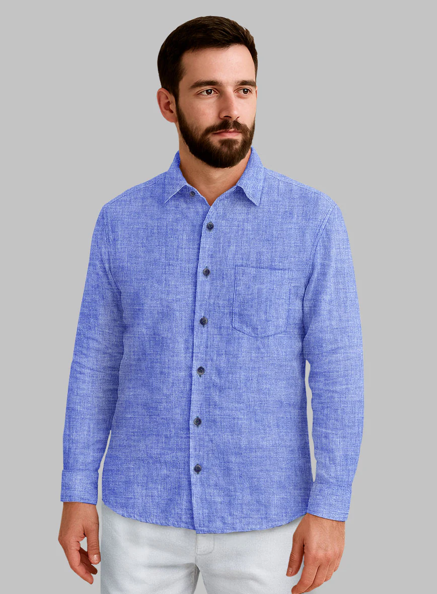European Jordy Blue Linen Shirt - Image 2
