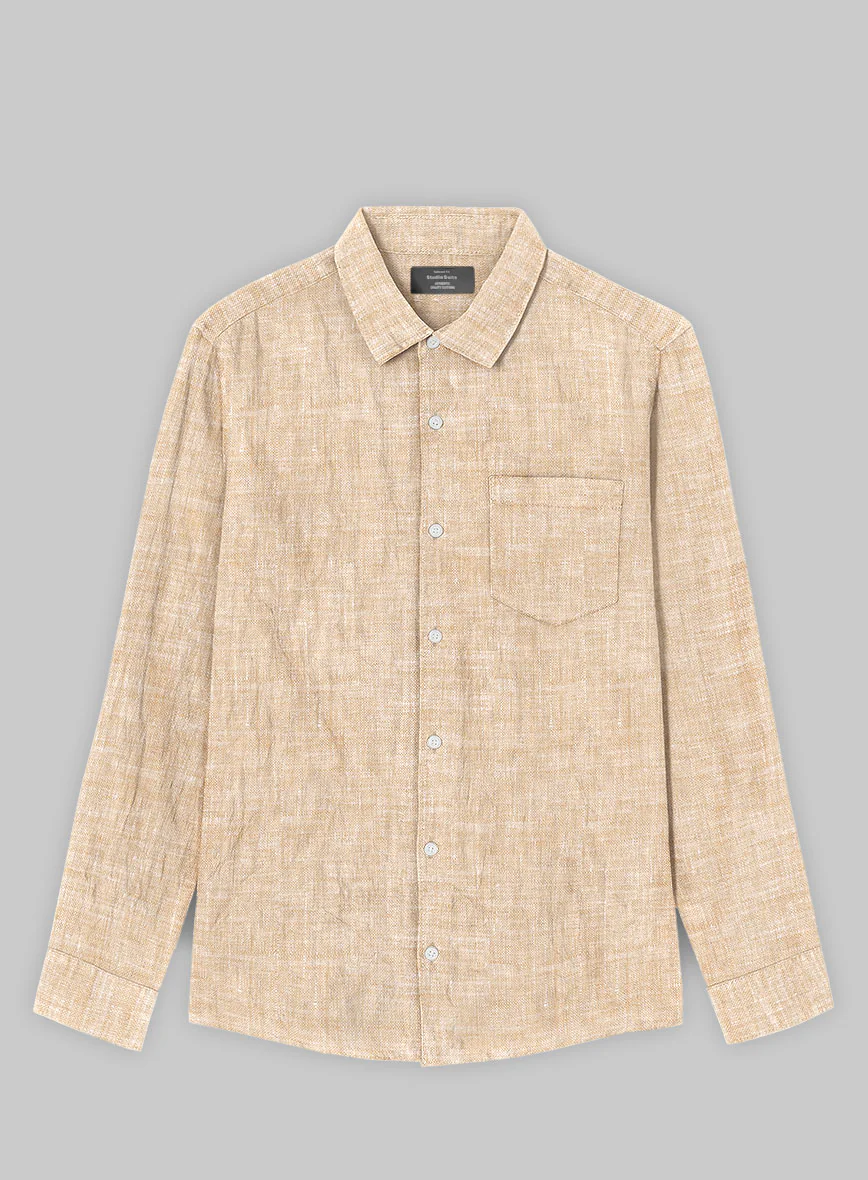 European Light Brown Linen Shirt - Image 3
