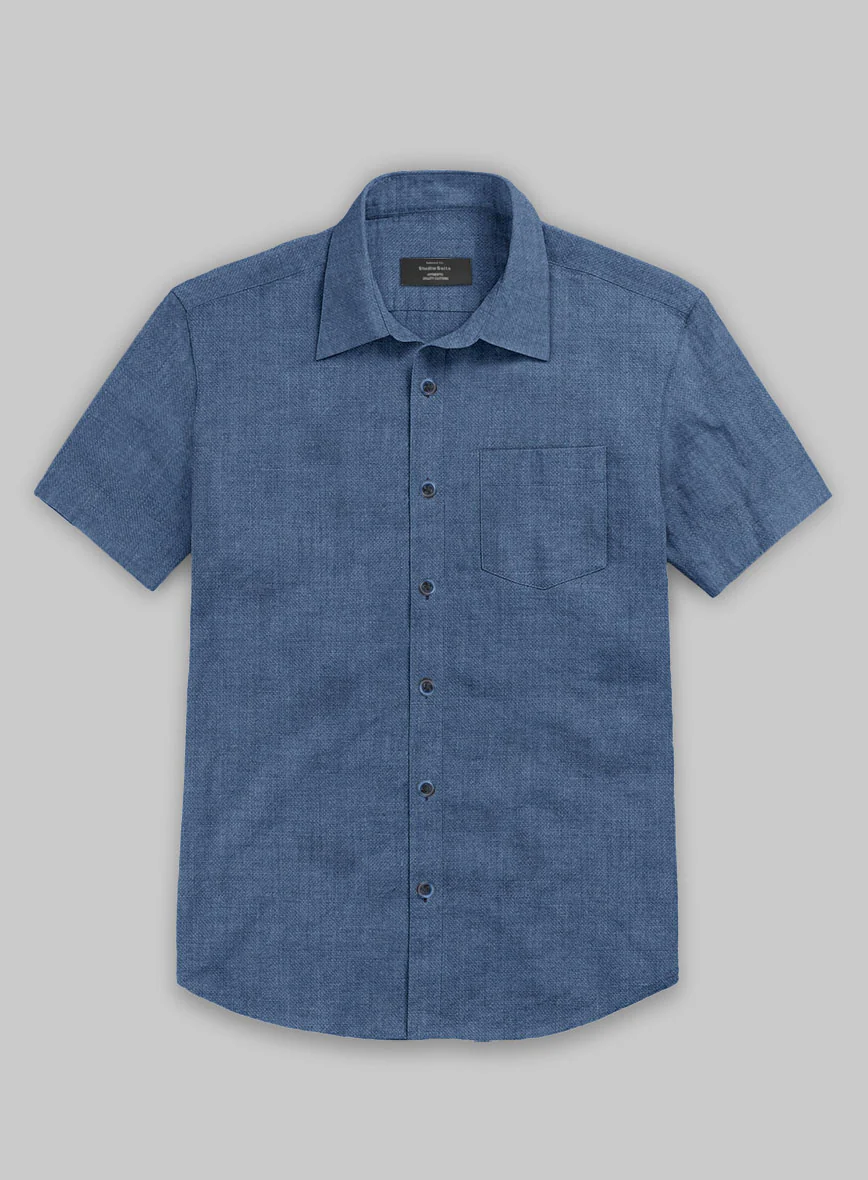 European Nile Blue Linen Shirt - Image 3