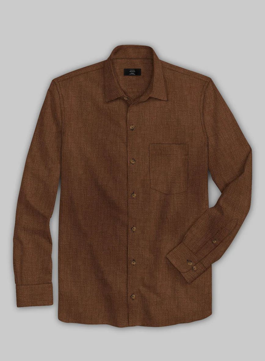European Oak Brown Linen Shirt - Image 3