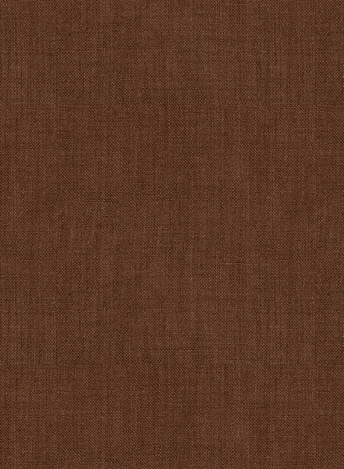 European Oak Brown Linen Western Style Shirt - Image 4