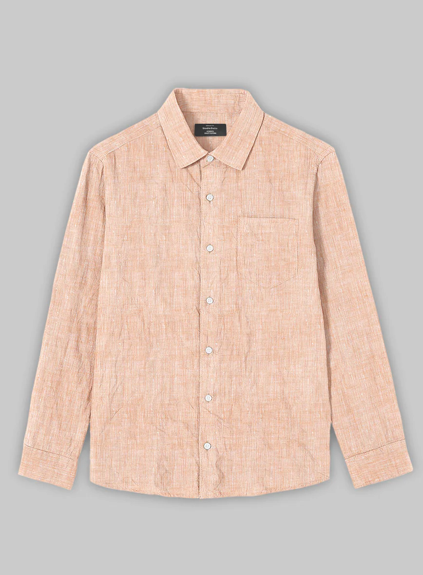 European Pale Orange Linen Shirt - Image 3