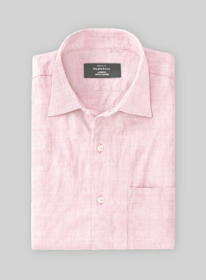 European Pink Linen Shirt - Image 3