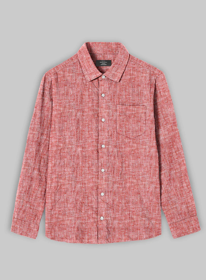 European Red Linen Shirt - Image 3