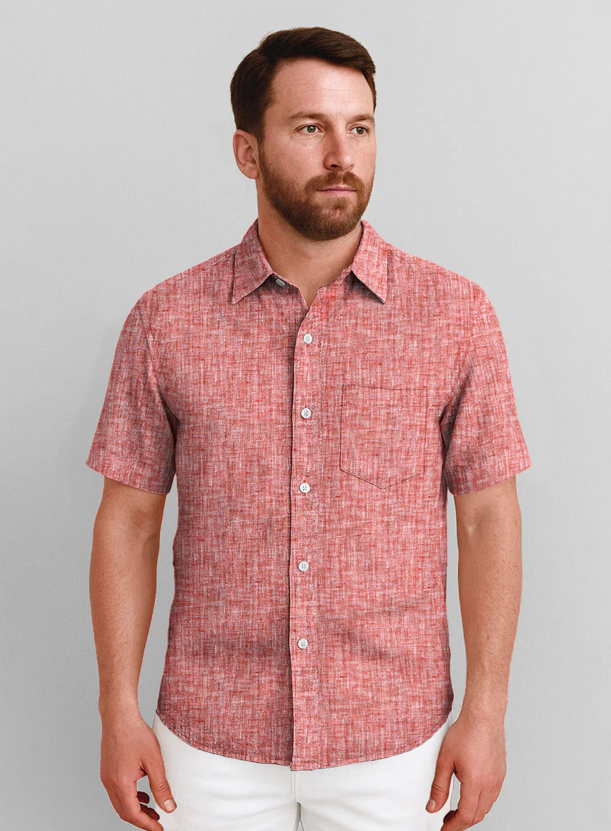 European Red Linen Shirt - Image 2