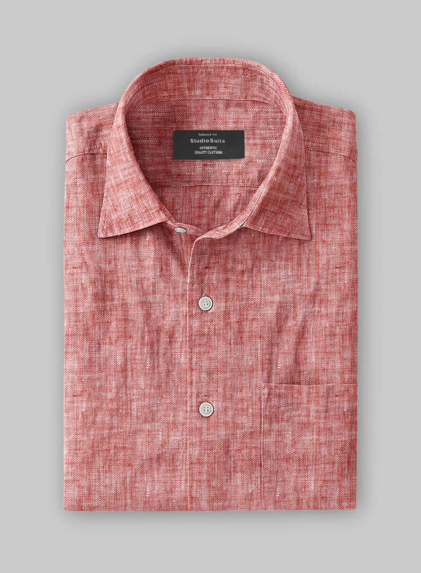 European Red Linen Shirt - Image 3