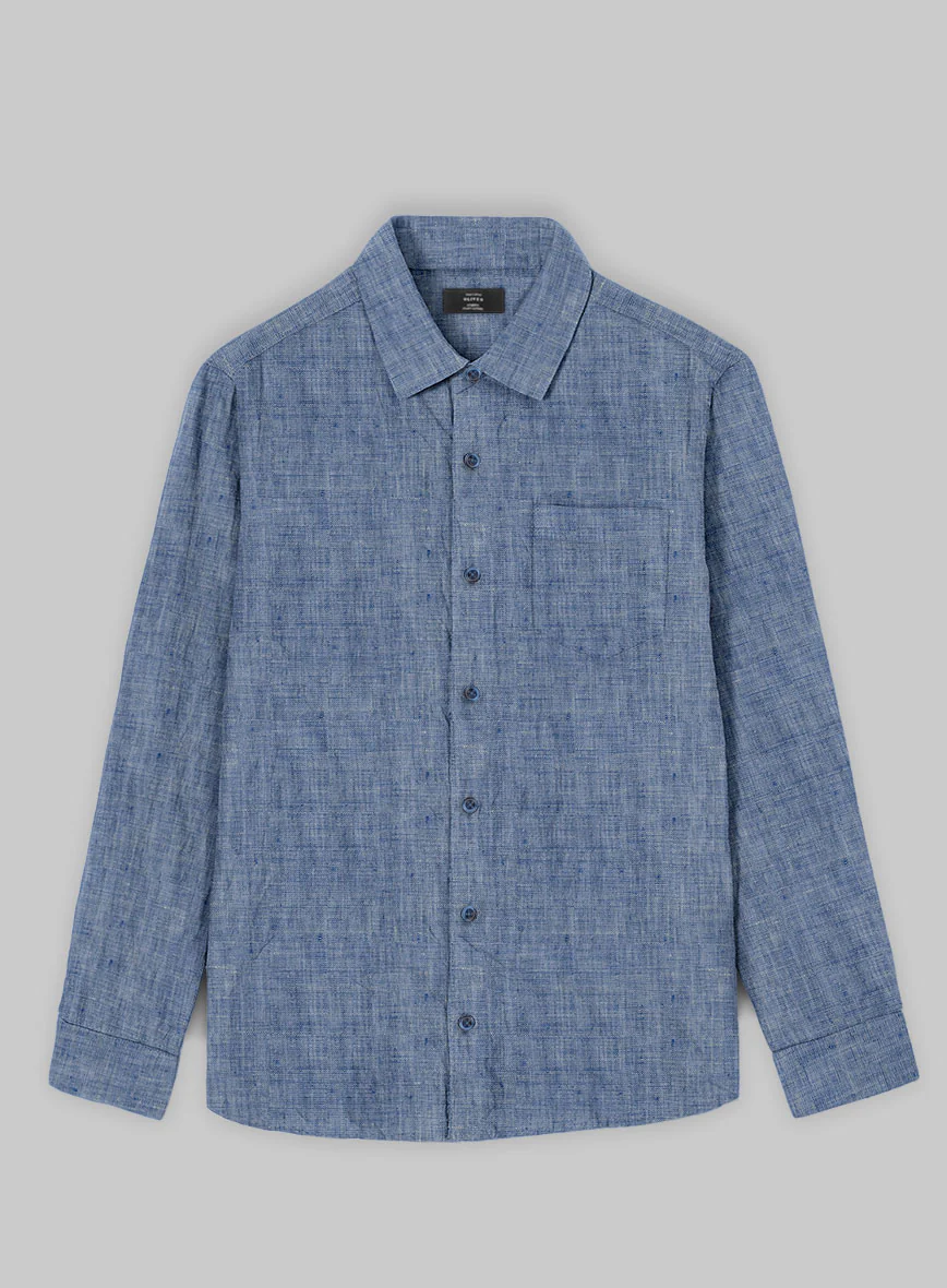 European Smalt Blue Linen Shirt - Image 3