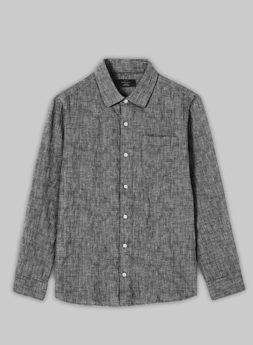 European Smoky Black Linen Shirt - Image 3