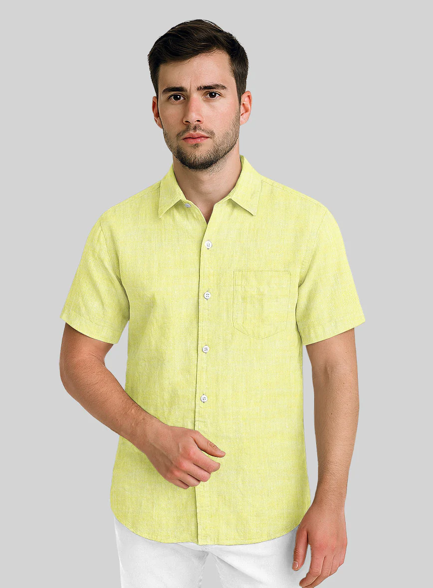 European Yellow Linen Shirt - Image 2
