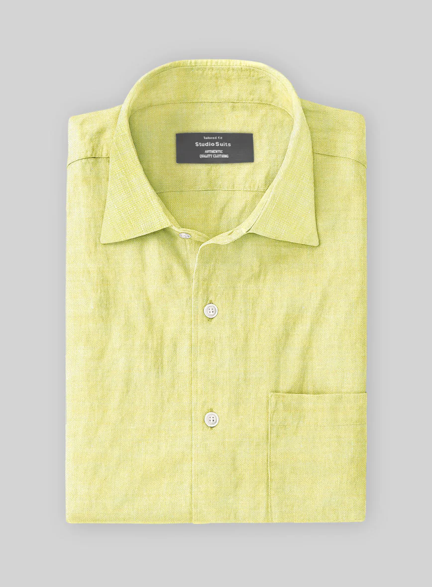 European Yellow Linen Shirt - Image 3