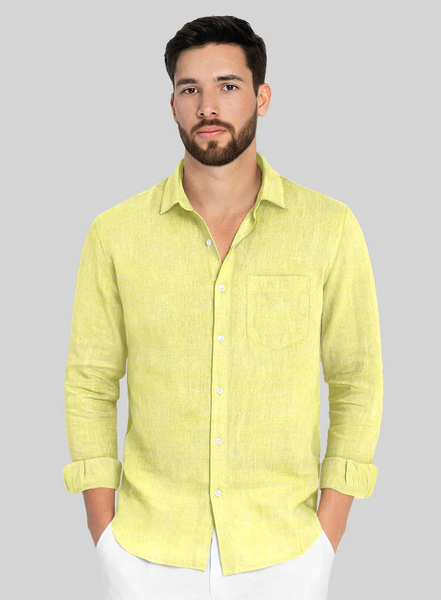 European Yellow Linen Shirt - Image 2