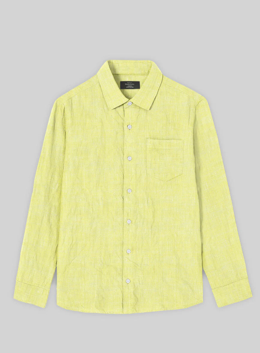 European Yellow Linen Shirt - Image 3