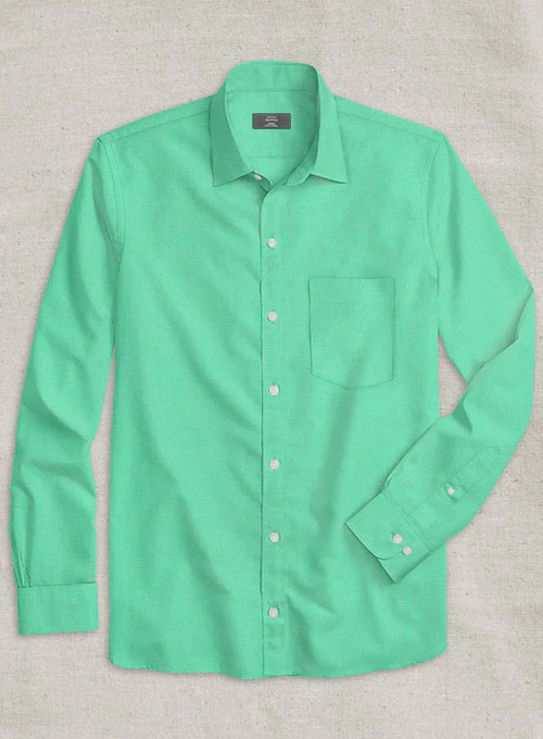 Fern Green Stretch Poplene Shirt - Image 2