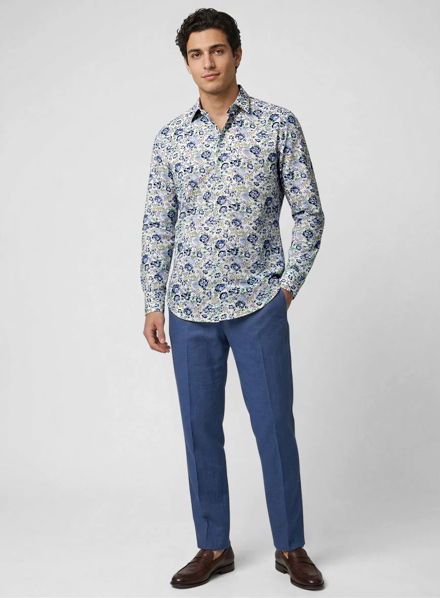 Floral Symphony Feather Cotton Shirt - Image 4