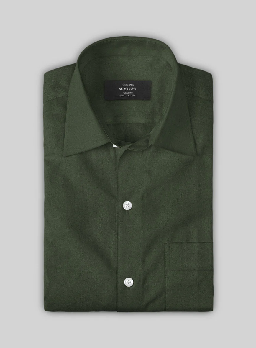 Forest Green Stretch Poplene Shirt - Image 3