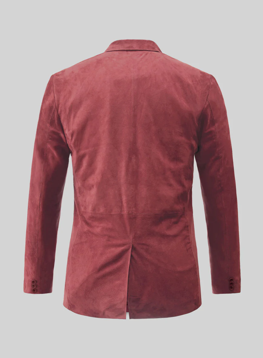 French Red Suede Leather Blazer - Image 3
