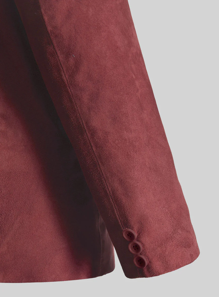 French Red Suede Leather Blazer - Image 5