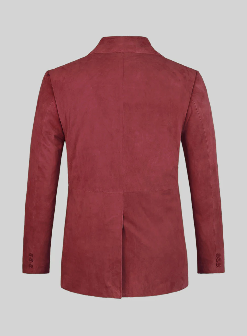 French Red Suede Leather Pea Coat - Image 2