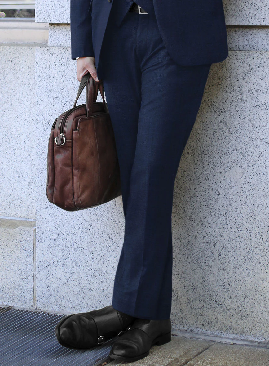 Fresco Mine Blue Wool Pants - Image 2