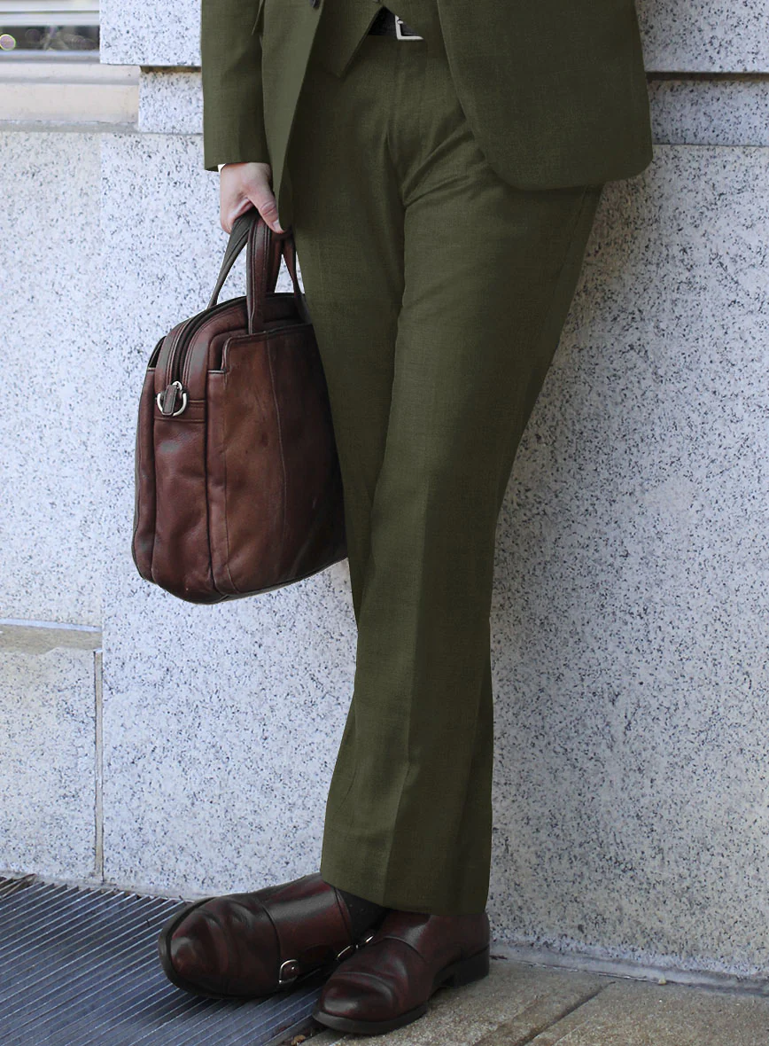 Fresco Olive Wool Pants - Image 2